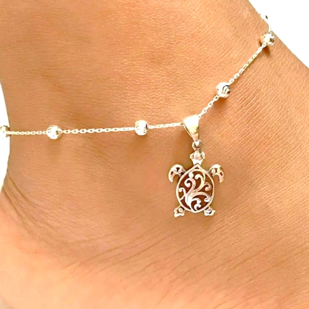 Sea Turtle Boho Silver Colored Anklet Bracelet Beach Anklet NEW